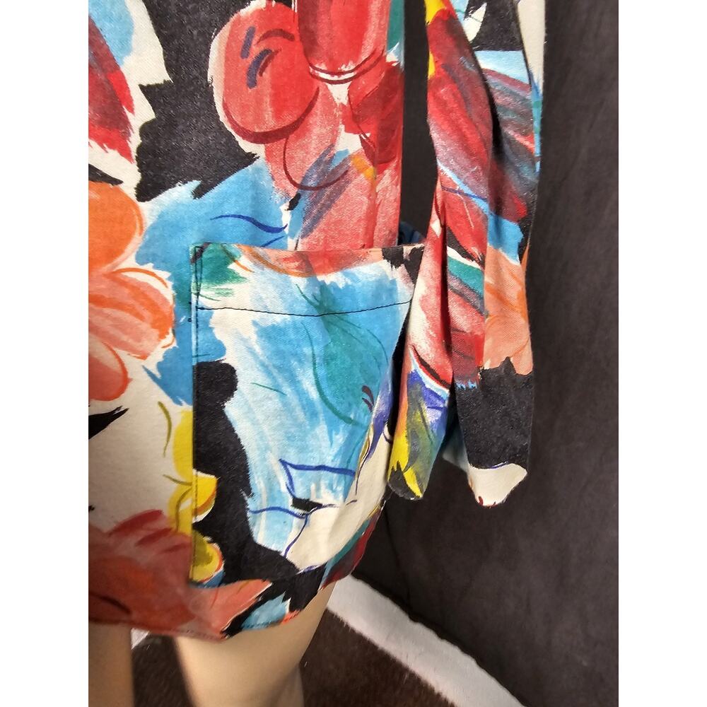 Vintage 80s Colorful Floral Blazer Jacket Small Artsy Abstract 80 90s Garden USA - Picture 2 of 10